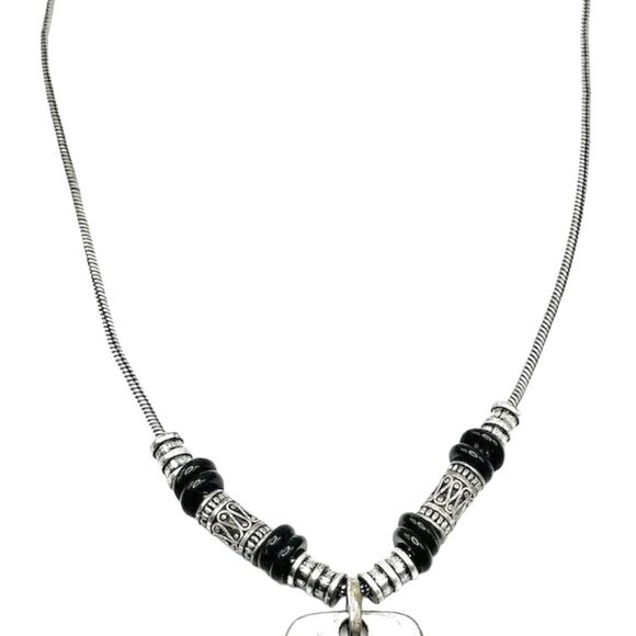 Lia Sophia “Dolce” Antique Silver, Black Beads, Crystals Necklace - Picture 3 of 4